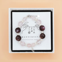 Load image into Gallery viewer, Rose Quartz + Lepidolite Sterling Silver Bracelet