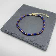 Load image into Gallery viewer, Lapis lazuli + Garnet 14k Gold Filled Bracelet