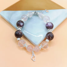 Load image into Gallery viewer, Rose Quartz + Lepidolite Sterling Silver Bracelet