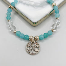 Load image into Gallery viewer, Amazonyte + White Quartz Sterling Silver Bracelet
