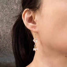 Load image into Gallery viewer, White Quartz Heart Shaped 14KGF Earrings