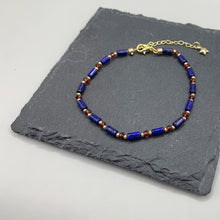 Load image into Gallery viewer, Lapis lazuli + Garnet 14k Gold Filled Bracelet