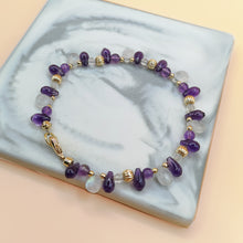 Load image into Gallery viewer, Amethyst + Moonstone 14k Gold Filled Bracelet
