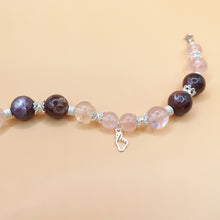 Load image into Gallery viewer, Rose Quartz + Lepidolite Sterling Silver Bracelet