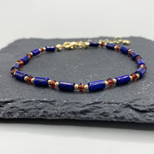 Load image into Gallery viewer, Lapis lazuli + Garnet 14k Gold Filled Bracelet