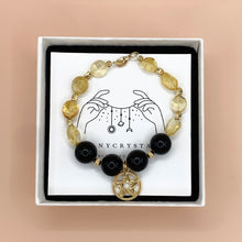 Load image into Gallery viewer, Citrine + Black Tourmaline 14k Gold Filled Bracelet