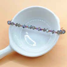 Load image into Gallery viewer, Labradorite + Amethyst Rose Gold Sterling Silver Bracelet