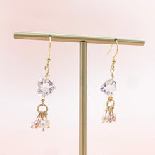 Load image into Gallery viewer, White Quartz Heart Shaped 14KGF Earrings