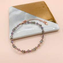 Load image into Gallery viewer, Labradorite + Amethyst Rose Gold Sterling Silver Bracelet