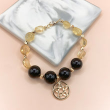 Load image into Gallery viewer, Citrine + Black Tourmaline 14k Gold Filled Bracelet