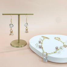 Load image into Gallery viewer, White Quartz Heart Shaped 14KGF Earrings