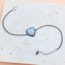 Load image into Gallery viewer, Heart Shaped Moonstone S925 Sterling Silver Bracelet