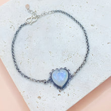 Load image into Gallery viewer, Heart Shaped Moonstone S925 Sterling Silver Bracelet