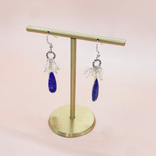 Load image into Gallery viewer, Drop shaped Lapis Lazuli & Opal Sterling Sliver Earrings