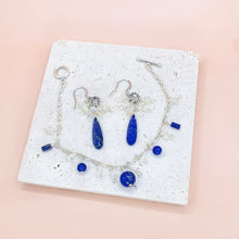 Load image into Gallery viewer, Drop shaped Lapis Lazuli & Opal Sterling Sliver Earrings