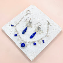 Load image into Gallery viewer, Drop shaped Lapis Lazuli & Opal Sterling Sliver Earrings