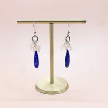 Load image into Gallery viewer, Drop shaped Lapis Lazuli & Opal Sterling Sliver Earrings