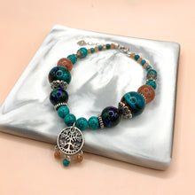 Load image into Gallery viewer, Sunstone x Azurite x Phoenix Stone x Turquoise Sterling Silver Bracelet
