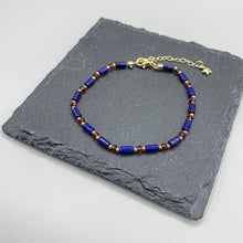 Load image into Gallery viewer, Lapis lazuli + Garnet 14k Gold Filled Bracelet

