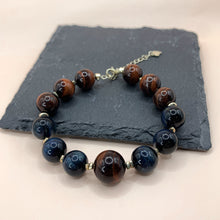 Load image into Gallery viewer, Red &amp; Blue Tiger’s Eye S925 Sterling Bracelet
