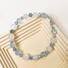 Load image into Gallery viewer, Dancing in the sea ~Aquamarine+Moonstone S925 Sterling Silver Handmade Bracelet

