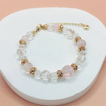 Load image into Gallery viewer, Wings of Radiance ~ Rose and White Crystal 14k Gold Plated Bracelet
