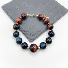 Load image into Gallery viewer, Red &amp; Blue Tiger’s Eye S925 Sterling Bracelet
