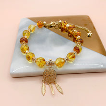 Load image into Gallery viewer, Dreamcatcher Piebald Amber 14k Gold Filled Bracelet
