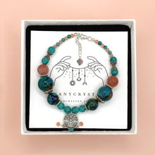 Load image into Gallery viewer, Sunstone x Azurite x Phoenix Stone x Turquoise Sterling Silver Bracelet
