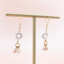 Load image into Gallery viewer, White Quartz Heart Shaped 14KGF Earrings
