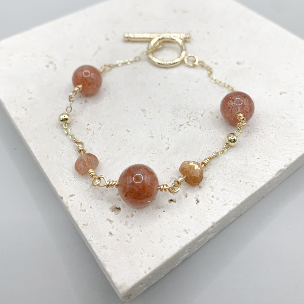 Minimalist Style Sunstone 14k Gold Filled Bracelet