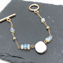 Load image into Gallery viewer, Minimalist Style Opal x Pearl 14k Gold Filled Bracelet
