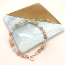 Load image into Gallery viewer, Moonstone heart 14k Gold Filled Bracelet
