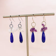 Load image into Gallery viewer, Drop shaped Lapis Lazuli &amp; Garnet 14KGF Earrings
