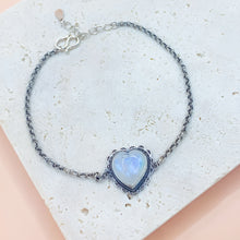 Load image into Gallery viewer, Heart Shaped Moonstone S925 Sterling Silver Bracelet
