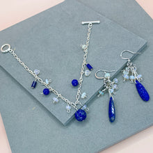 Load image into Gallery viewer, Drop shaped Lapis Lazuli &amp; Opal Sterling Sliver Earrings
