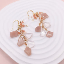 Load image into Gallery viewer, Fragments of Memories (Pink)  Sunstone x Rose Quartz 14k Gold Filled Earrings
